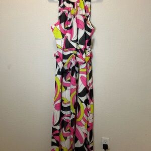 Muse Pink, Black, and Yellow Patterned Dress